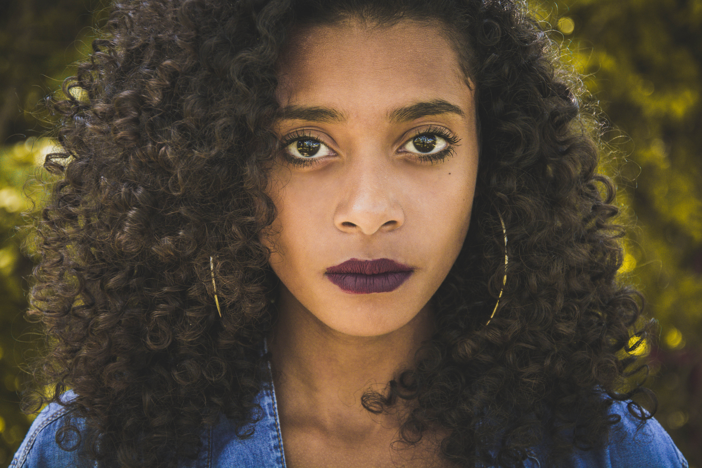 Woman Wearing Hoop Earrings